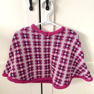 Retro Inspired Little Maven by Tori Spelling Pink & Grey Floral Knit Cape 2T